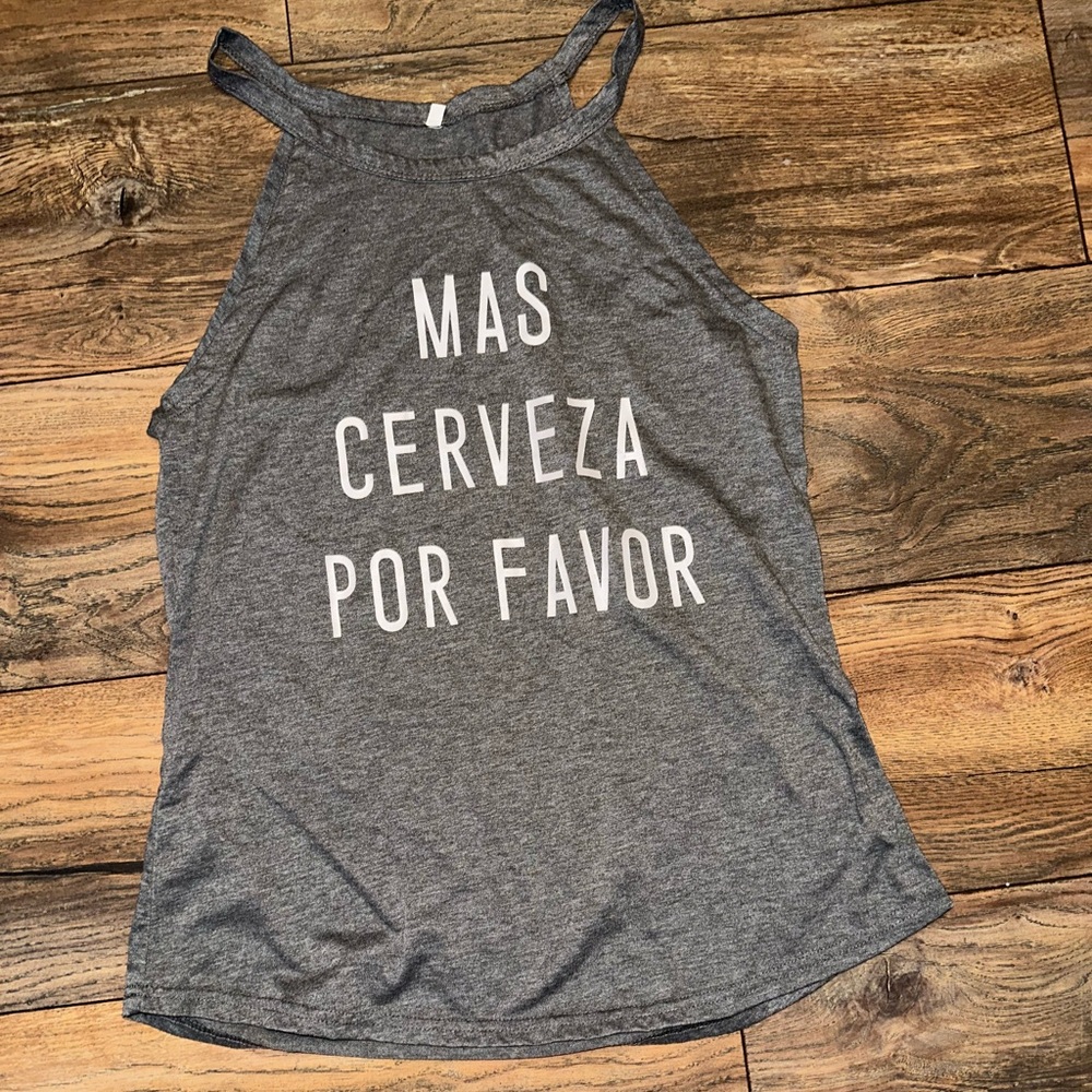 “Mas Cerveza Por Favor” Tank Top, Size Medium.